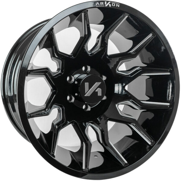 Arkon Roosevelt - Full Set of 4 - 20x10 6x139.7 -25 Gloss Black w/ Milled Edges