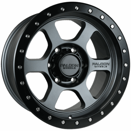 Falcon Offroad T1  17x9 6x139.7 -12 Matte Gunmetal w/Black Ring