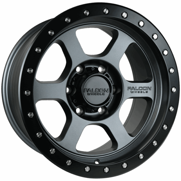 Falcon Offroad T1  17x9 6x139.7 0 Matte Gunmetal w/Matte Black Ring