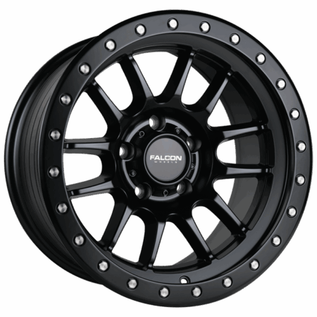 Falcon Offroad T7  17x9 5X127 -12 Matte Black w/Black Ring & Silver Bolts
