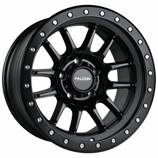 Falcon Offroad T7  17x9 5X127 -12 Matte Black w/Black Ring & Silver Bolts