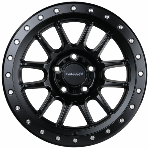 Falcon Offroad T7  17x9 5X127 -12 Matte Black w/Black Ring & Silver Bolts - Image 2