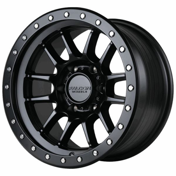 Falcon Offroad T7  17x9 6x139.7 -12 Matte Black w/Black Ring & Silver Bolts - Image 3