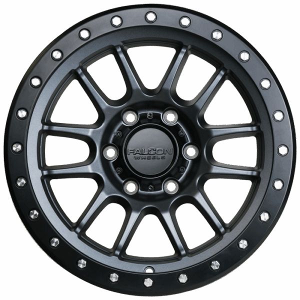 Falcon Offroad T7  17x9 6x139.7 -12 Matte Gunmetal w/Matte Black Ring - Image 2