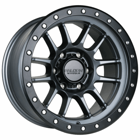 Falcon Offroad T7  17x9 6x139.7 -12 Matte Gunmetal w/Matte Black Ring