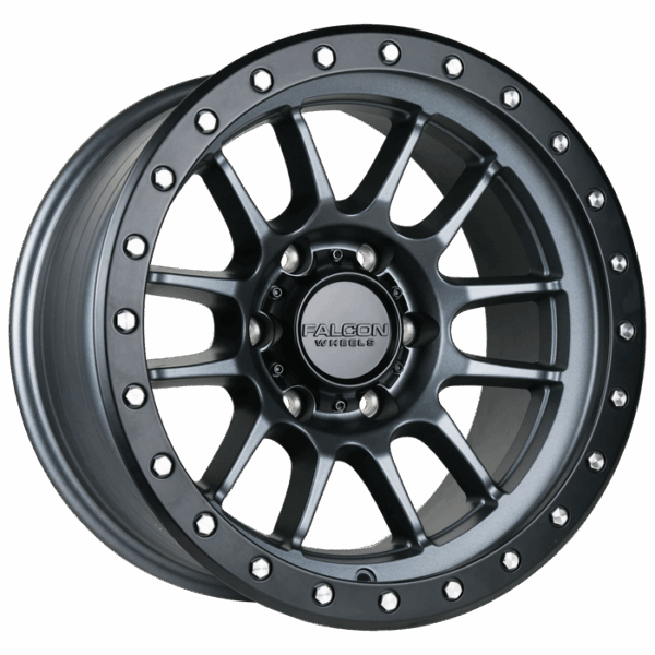 Falcon Offroad T7  17x9 6x139.7 -12 Matte Gunmetal w/Matte Black Ring